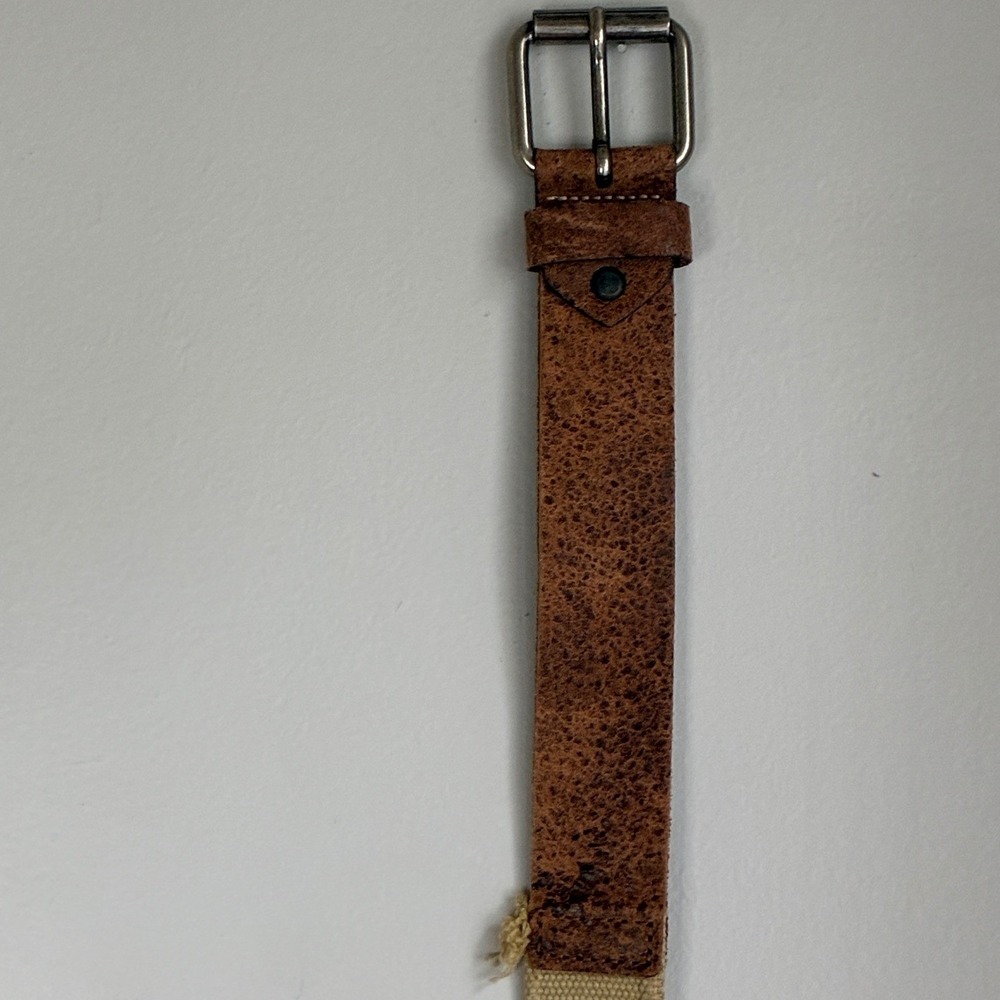 Y2K Flacco Roma Belt Studded Crystal Canvas Leather Distressed Boho‎ Festival - Picture 10 of 15